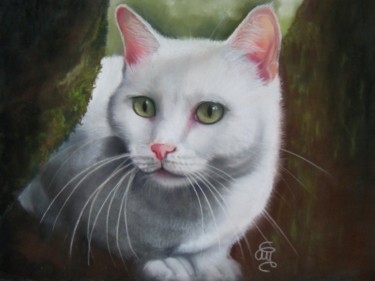 Painting titled ""Neige"" by Christine Mergnat, Original Artwork, Pastel