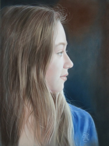 Painting titled ""Sarah"" by Christine Mergnat, Original Artwork, Pastel