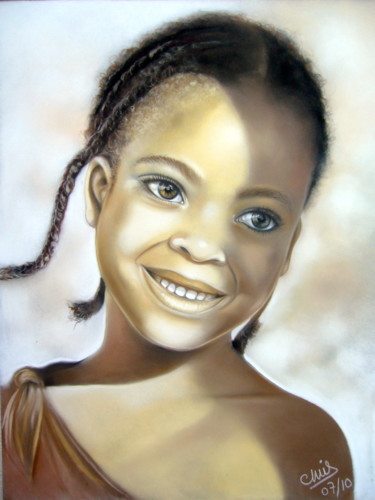 Peinture intitulée ""golden child"" par Christine Mergnat, Œuvre d'art originale, Pastel