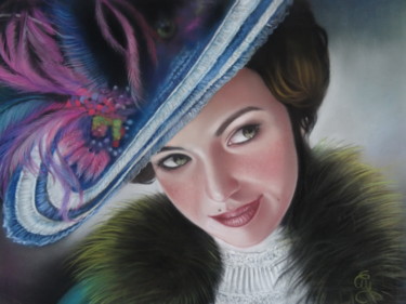 Pintura intitulada ""miss Adèle"" por Christine Mergnat, Obras de arte originais, Pastel