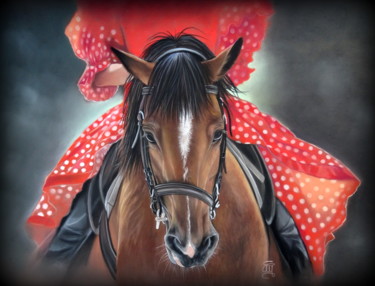 Painting titled ""balade andalouse"" by Christine Mergnat, Original Artwork, Pastel