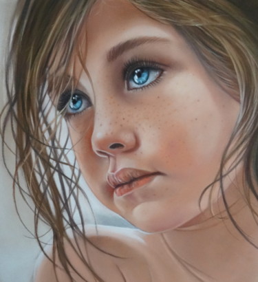 Peinture intitulée ""Elisa"" par Christine Mergnat, Œuvre d'art originale, Pastel