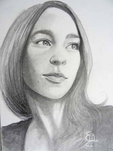 Drawing titled ""Emilie, janvier 20…" by Christine Mergnat, Original Artwork, Pencil