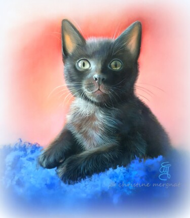 Painting titled ""Moka"" by Christine Mergnat, Original Artwork, Pastel