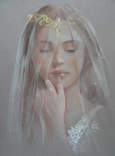 Peinture intitulée ""ELSA"(2)" par Christine Mergnat, Œuvre d'art originale, Pastel