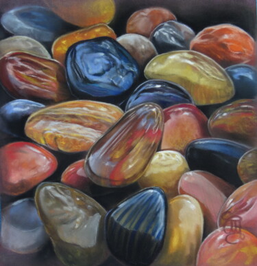 Peinture intitulée "les joyaux de la pl…" par Christine Mergnat, Œuvre d'art originale, Pastel