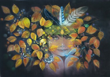 Картина под названием ""mon île aux trésor…" - Christine Mergnat, Подлинное произведение искусства, Пастель