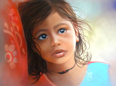 Painting titled "Kalinda" by Christine Mergnat, Original Artwork, Pastel