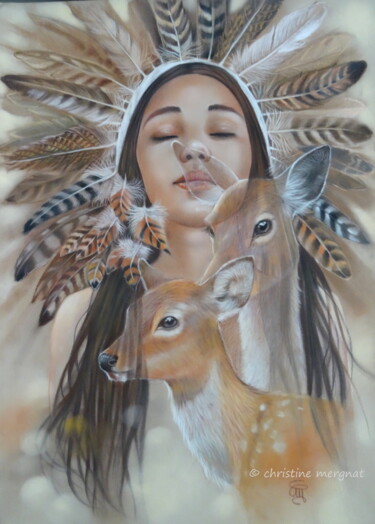 Pintura intitulada ""au-delà des maux"" por Christine Mergnat, Obras de arte originais, Pastel