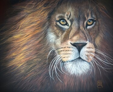 Pintura intitulada ""the boss"" por Christine Mergnat, Obras de arte originais, Pastel