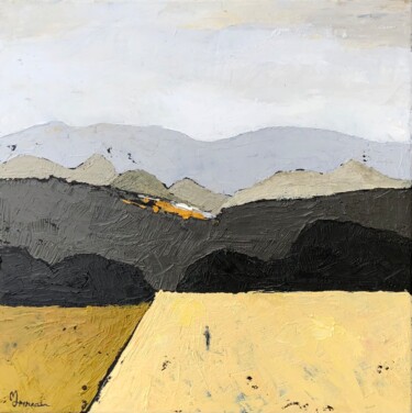 Картина под названием "Monts et collines d…" - Christine Morineau, Подлинное произведение искусства, Масло