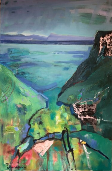 Painting titled "Calanque" by Christine Morineau, Original Artwork, Oil