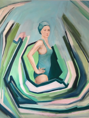 Pintura titulada "Grande Baigneuse" por Christine Perratzi, Obra de arte original, Oleo Montado en Bastidor de camilla de ma…