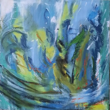 Painting titled "CLIMAT 3" by Christine Poloniato, Original Artwork, Oil Mounted on Wood Stretcher frame