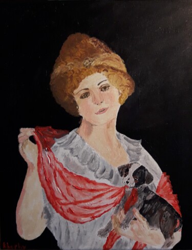 Malerei mit dem Titel "la jeune femme et l…" von Christine Ranchoux Soleillant, Original-Kunstwerk, Acryl