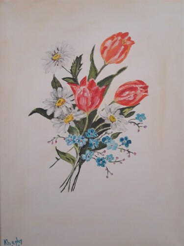 Painting titled "Bouquet printanier" by Christine Ranchoux Soleillant, Original Artwork, Acrylic