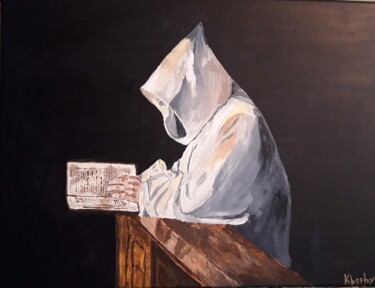 Painting titled "Moine en prière" by Christine Ranchoux Soleillant, Original Artwork, Acrylic