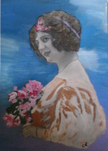 Pittura intitolato "la vendeuse de fleu…" da Christine Ranchoux Soleillant, Opera d'arte originale, Acrilico