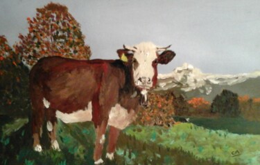 Schilderij getiteld "mon Auvergne" door Christine Ranchoux Soleillant, Origineel Kunstwerk, Acryl