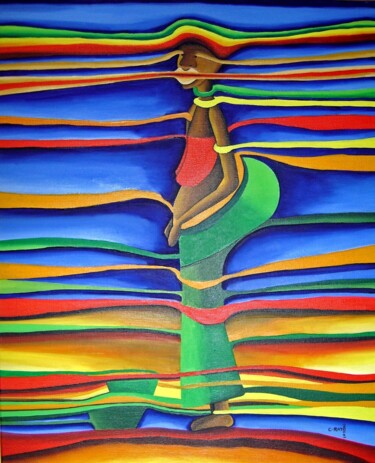 Pintura intitulada "La marchande" por Christine Rato, Obras de arte originais, Óleo