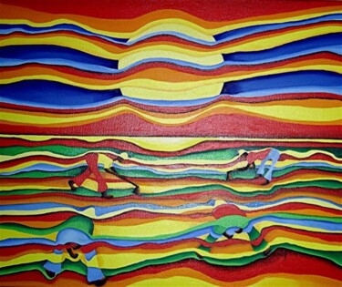 Schilderij getiteld "Les laboureurs" door Christine Rato, Origineel Kunstwerk, Olie