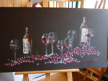 Peinture intitulée "Vendange 7 verres" par Christine Roux, Œuvre d'art originale, Acrylique