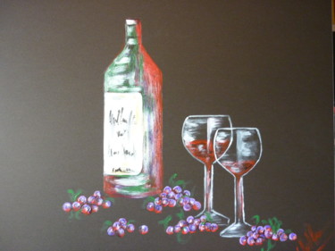 Peinture intitulée "Vendanges 2 verres" par Christine Roux, Œuvre d'art originale, Acrylique