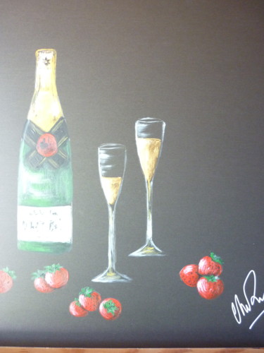 Peinture intitulée "Champagne à 2" par Christine Roux, Œuvre d'art originale, Acrylique