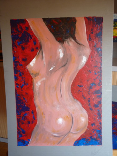Peinture intitulée "Femme s'étirant" par Christine Roux, Œuvre d'art originale, Acrylique