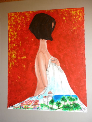 Peinture intitulée "Femme Niçoise" par Christine Roux, Œuvre d'art originale, Acrylique