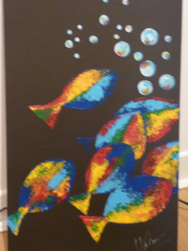 Peinture intitulée "Poissons colorés PE…" par Christine Roux, Œuvre d'art originale, Acrylique