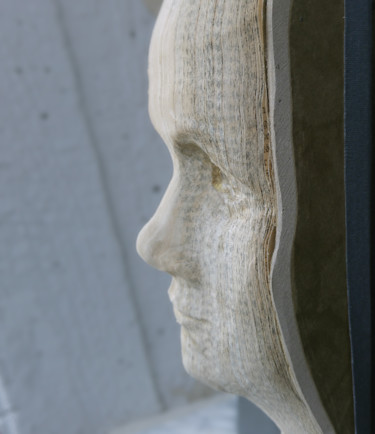Escultura titulada "book face altered b…" por Christine Rozina, Obra de arte original, Papel