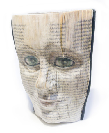 Escultura intitulada "Book face sculpture…" por Christine Rozina, Obras de arte originais, Média Mixtas