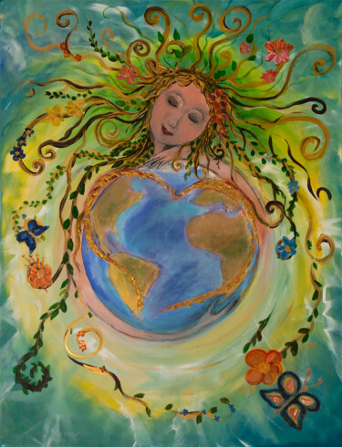 Pintura intitulada "Gaia" por Energiebilder Christine Schölzhorn, Obras de arte originais, Acrílico