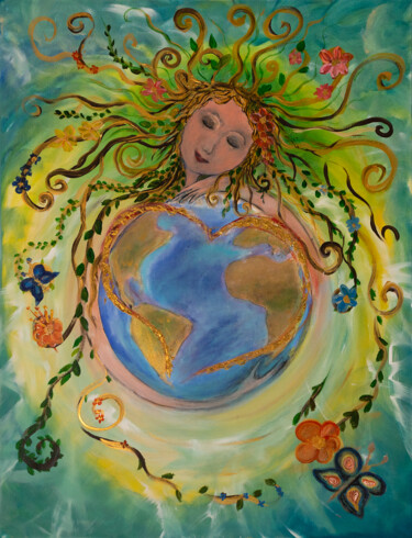 Painting titled "Gaia" by Energiebilder Christine Schölzhorn, Original Artwork, Acrylic