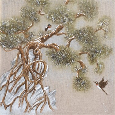 Painting titled ""Genévrier bonsai"…" by Christine Serain (Suting Su Ting), Original Artwork, Watercolor