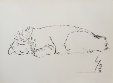 Zeichnungen mit dem Titel ""Luna" N°03" von Christine Serain (Suting Su Ting), Original-Kunstwerk, Conté-Buntstifte