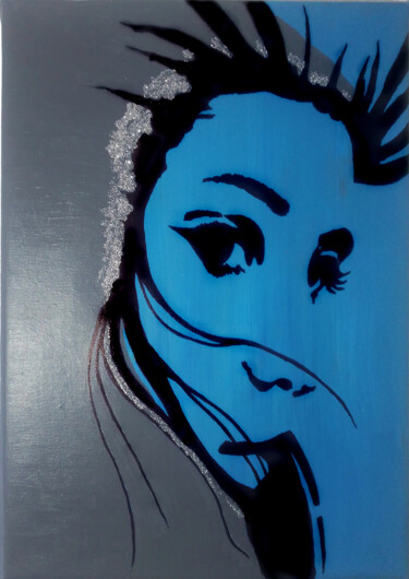 Peinture intitulée "blue-wom" par Christine Sylvestre, Œuvre d'art originale, Acrylique