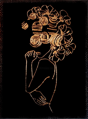 Peinture intitulée "flowers head" par Christine Sylvestre, Œuvre d'art originale, Acrylique