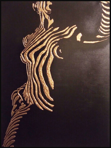 Painting titled "nude features relief" by Christine Sylvestre, Original Artwork, Acrylic Mounted on Wood Stretcher frame