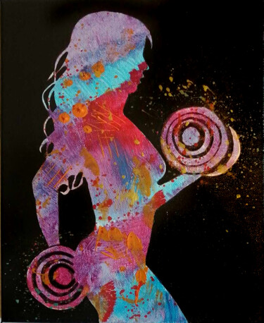 Картина под названием "Arlene" - Christine Sylvestre, Подлинное произведение искусства, Акрил Установлен на Деревянная рама…