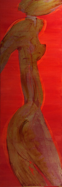 Painting titled "FILLE 1" by Christine Vannier, Original Artwork, Pigments Mounted on Wood Stretcher frame