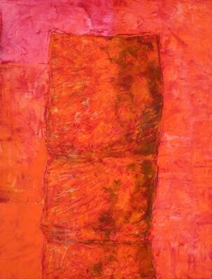 Peinture intitulée "menhir rouge" par Christine Vannier, Œuvre d'art originale, Huile