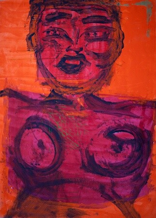 Peinture intitulée "femme-torse-nu" par Christine Vannier, Œuvre d'art originale, Huile