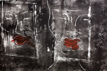 Impressões e gravuras intitulada "masque 2" por Christine Vannier, Obras de arte originais, Gravação