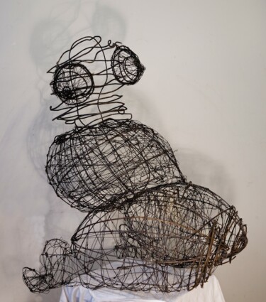 Sculpture titled "Femme express" by Christine Vannier, Original Artwork, Metals