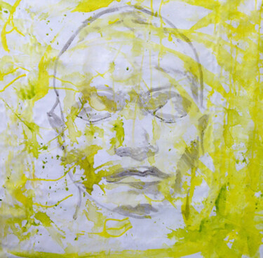 Painting titled "Tête jaune" by Christine Vannier, Original Artwork