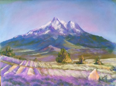 Painting titled "Mont Shasta" by Christine Barreau, Original Artwork, Pastel