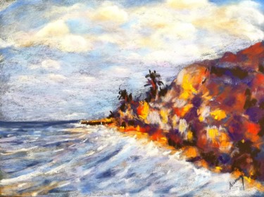 Peinture intitulée "Terre de Feu" par Christine Barreau, Œuvre d'art originale, Pastel