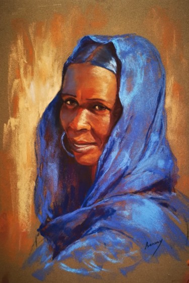 Painting titled "Maryam" by Christine Barreau, Original Artwork, Pastel